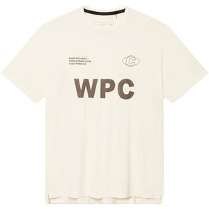 Cuera WPC Light Weight T-Shirt Off White/Walnut met bruine WPC-print, vooraanzicht