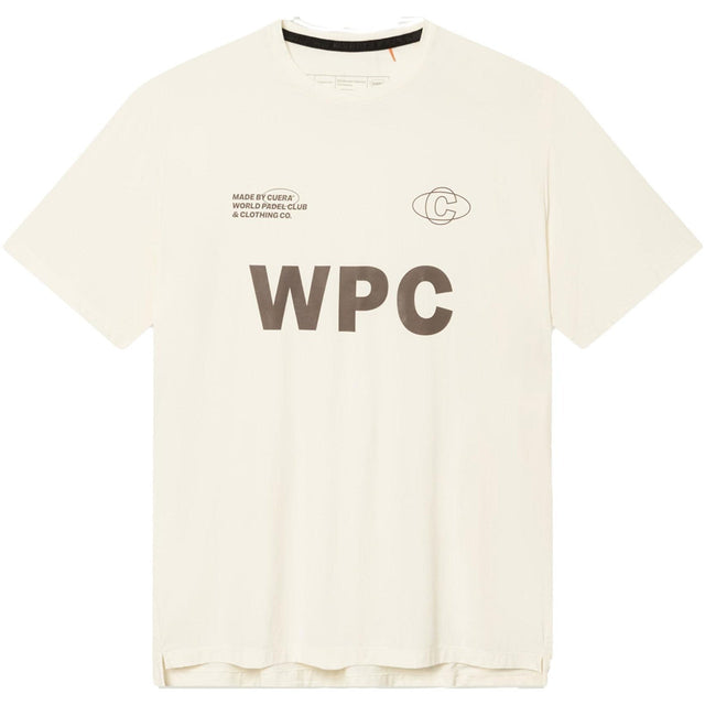 Cuera WPC Light Weight T-Shirt Off White/Walnut met bruine WPC-print, vooraanzicht