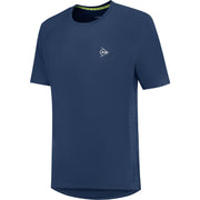 Dunlop Club Mens Crew Tee Navy, vooraanzicht met zilvergrijs Flying-D logo op de linkerborst