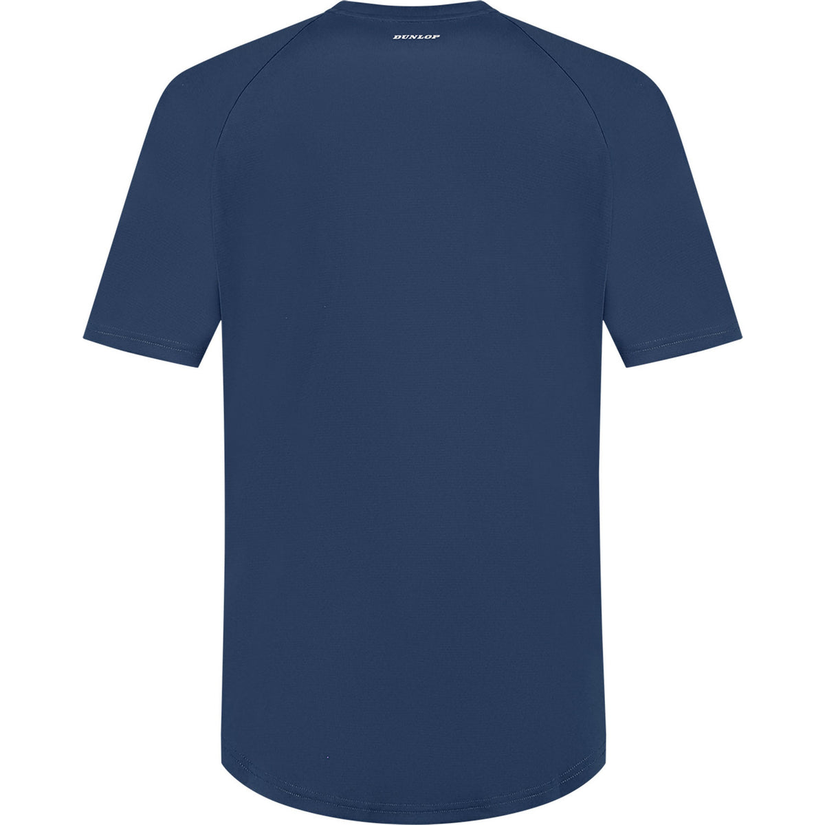 Achterzijde van het donkerblauwe Dunlop Club T-shirt met raglanmouwen