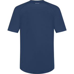 Achterzijde van het donkerblauwe Dunlop Club T-shirt met raglanmouwen