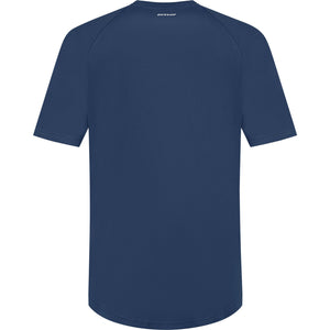 Dunlop Club Mens Crew Tee Navy, achteraanzicht met raglannaden en afgeronde zoom