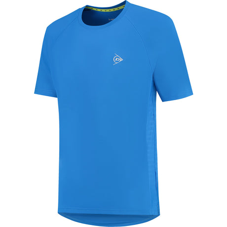 Dunlop Club T-shirt voor heren in felblauw, vooraanzicht met ronde hals