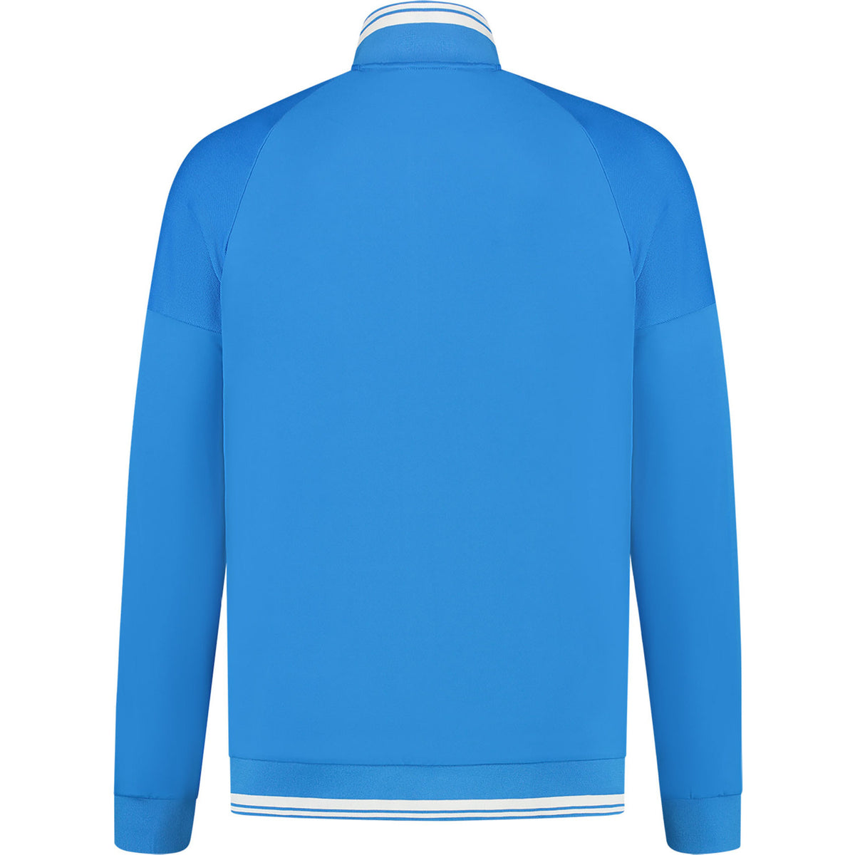 Achterzijde van het felblauwe Dunlop Club trainingsjack