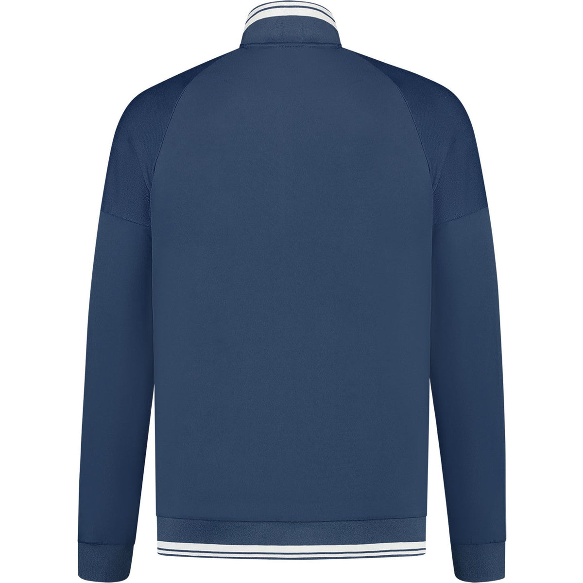 Dunlop Club Mens Knitted Jacket Navy, achteraanzicht met opstaande kraag en elastische onderboord