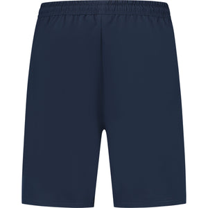 Achteraanzicht van de donkerblauwe Dunlop Club geweven short