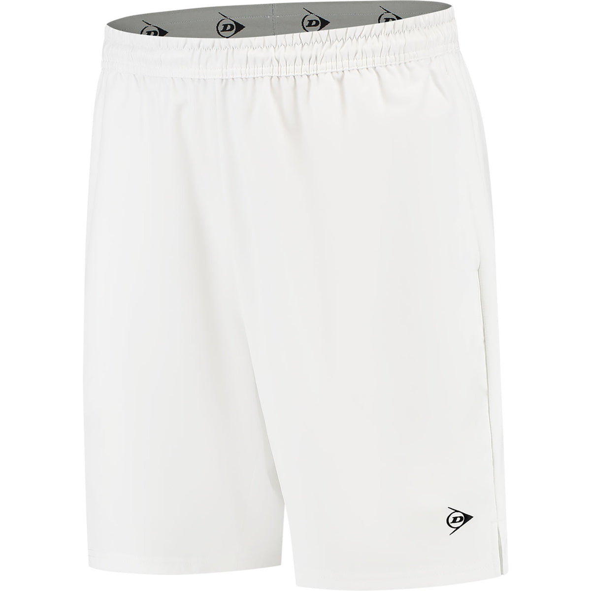 Dunlop Club geweven short in wit, vooraanzicht met logo op de pijp