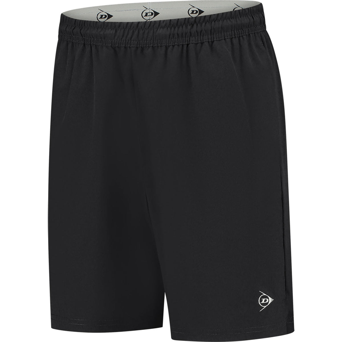 Dunlop Club geweven short in zwart, vooraanzicht met elastische taille