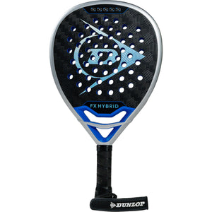 Dunlop FX Hybrid 26 padelracket schuin achteraanzicht in zwart met blauw