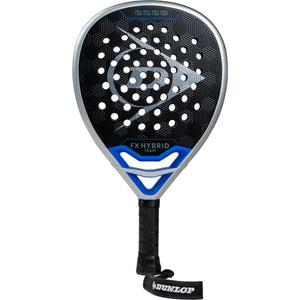 Dunlop FX Hybrid Team 26 padelracket in zwart met blauw en zilver, vooraanzicht