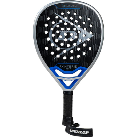 Dunlop FX Hybrid Team 26 padelracket in zwart met blauw en zilver, vooraanzicht