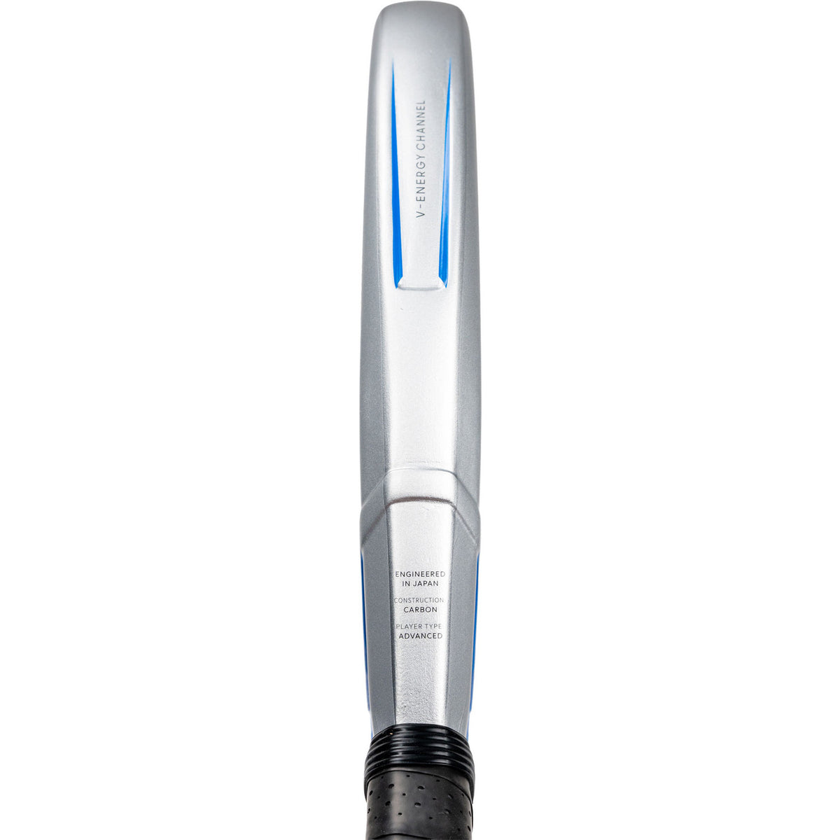 Zijaanzicht van de zilveren framerand van het Dunlop FX Hybrid Team 26