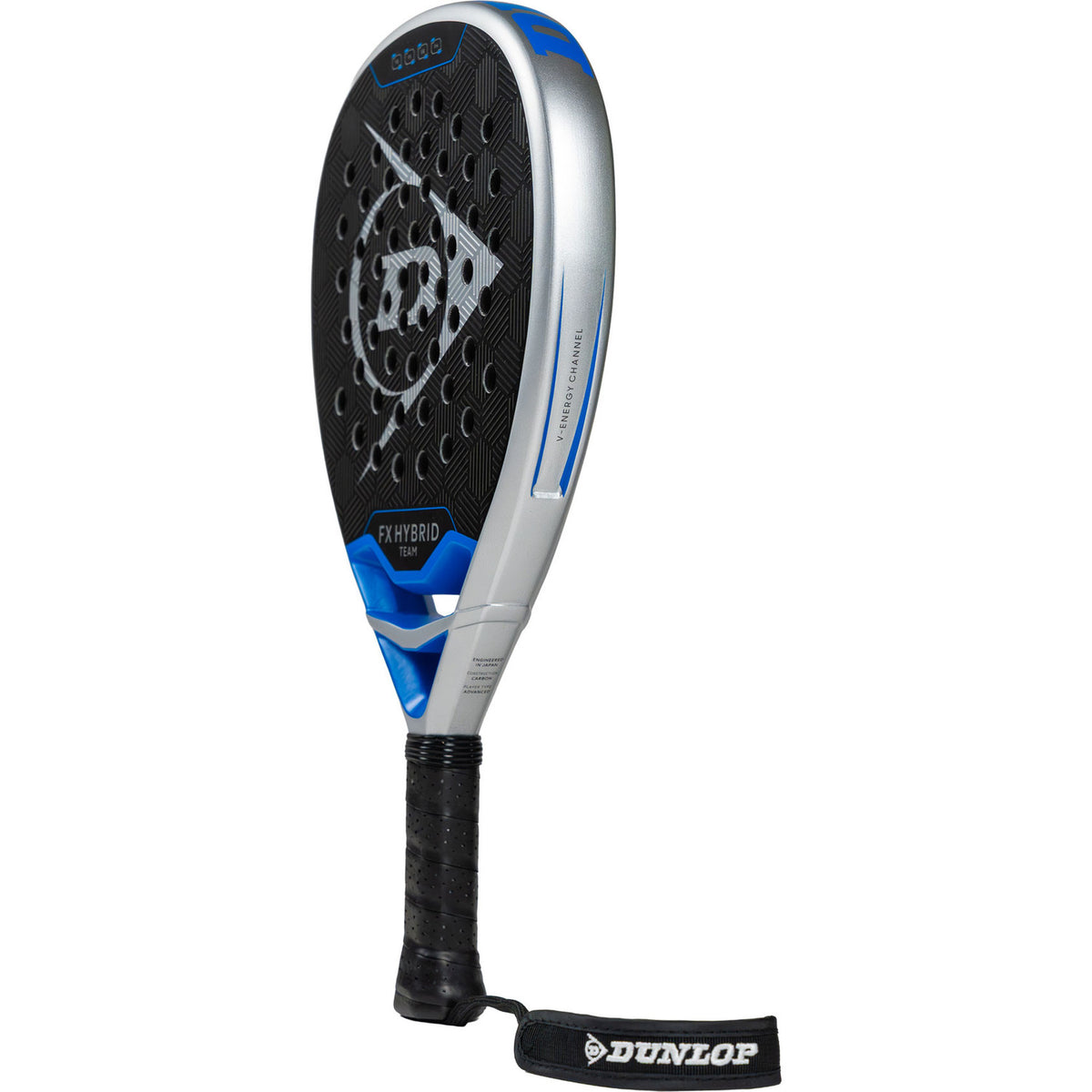 Dunlop FX Hybrid Team 26 padelracket schuin achteraanzicht met blauwe accenten