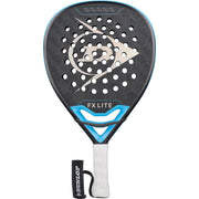 Dunlop FX Lite 26 padelracket in zwart met blauwe framerand en witte grip, vooraanzicht