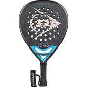 Dunlop FX Pro 26 padelracket in zwart met blauwe accenten in het hart, vooraanzicht