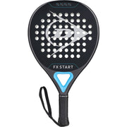Dunlop FX Start 26 padelracket in zwart met wit logo en lichtblauwe punt, vooraanzicht