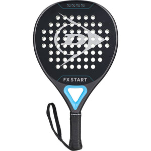 Dunlop FX Start 26 padelracket in zwart met wit logo en lichtblauwe punt, vooraanzicht