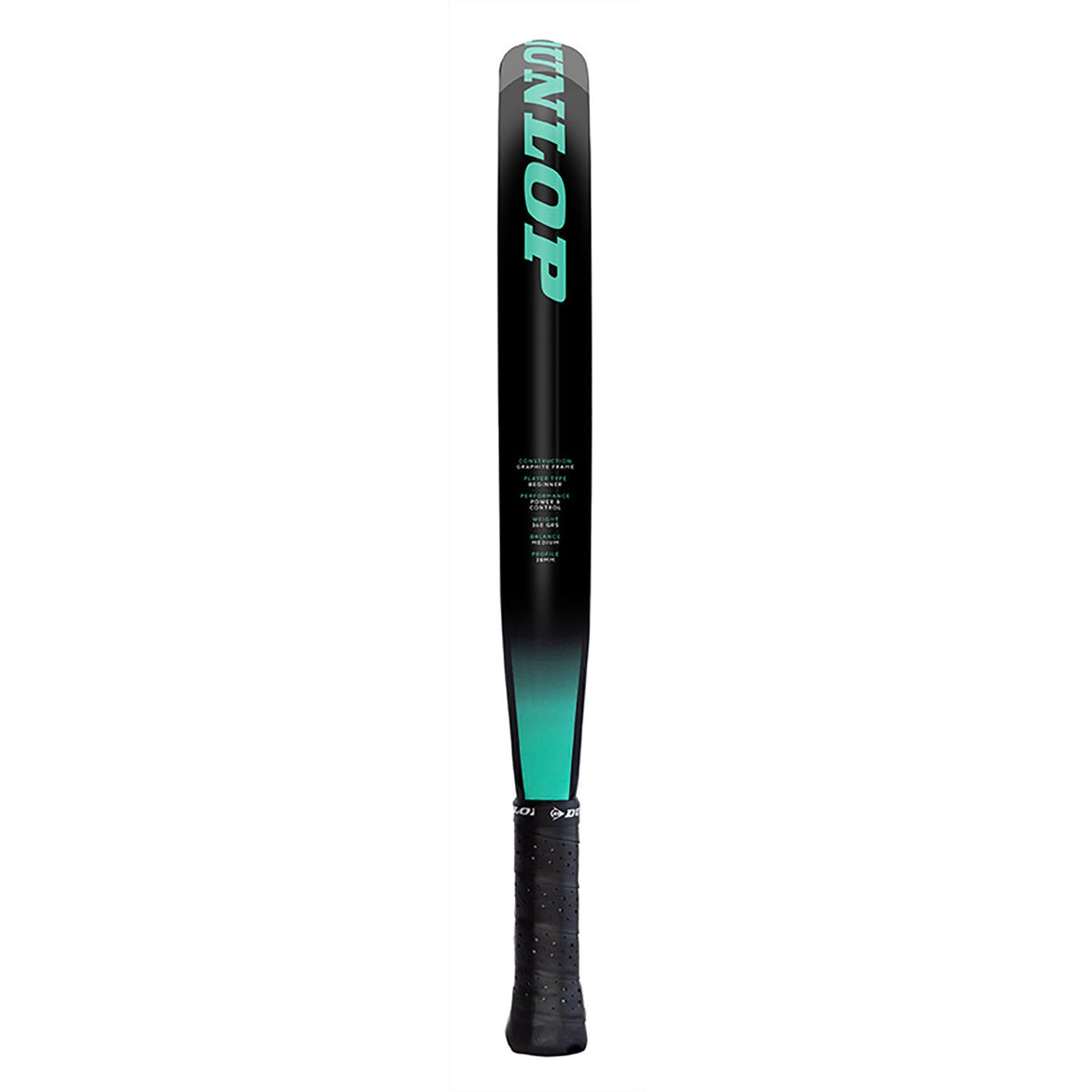 Zijaanzicht van het Dunlop Megamax Black over de volle lengte met turquoise verloop