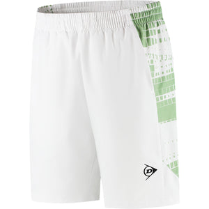 Dunlop Game short voor heren in wit met groene grafische print, vooraanzicht