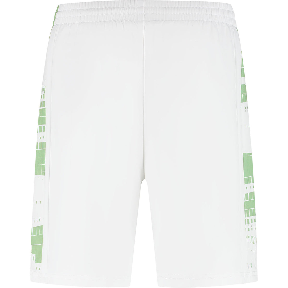 Achteraanzicht van de witte Dunlop Game short met groene zijprint