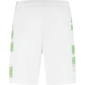 Achteraanzicht van de witte Dunlop Game short met groene zijprint