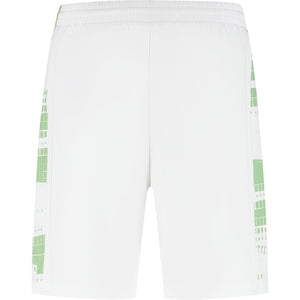 Achteraanzicht van de witte Dunlop Game short met groene zijprint