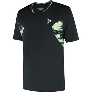 Dunlop Game Tee 1 voor heren in zwart met groene print, vooraanzicht