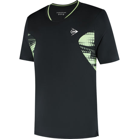 Dunlop Game Tee 1 voor heren in zwart met groene print, vooraanzicht