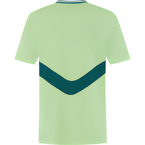 Achterzijde van het lichtgroene Dunlop Game Tee 1 met petrolblauwe streep