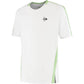 Dunlop Game Tee 2 voor heren in wit met lichtgroene zijbies, vooraanzicht