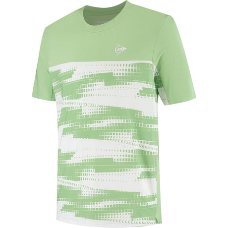 Dunlop Game Tee 3 voor heren in lichtgroen met witte streepprint, vooraanzicht