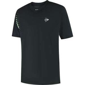 Dunlop Game Tee 5 voor heren in zwart met groene stippen op de schouder