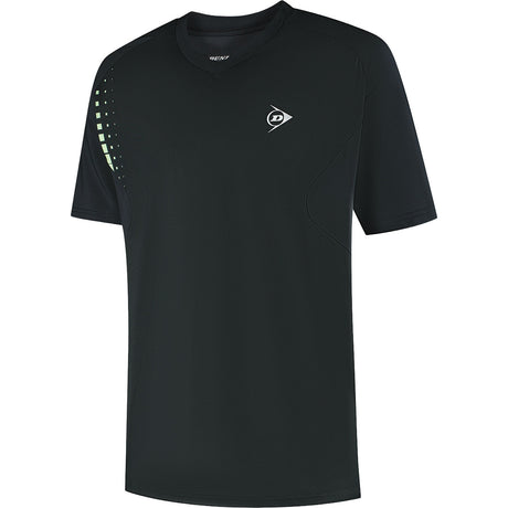 Dunlop Game Tee 5 voor heren in zwart met groene stippen op de schouder