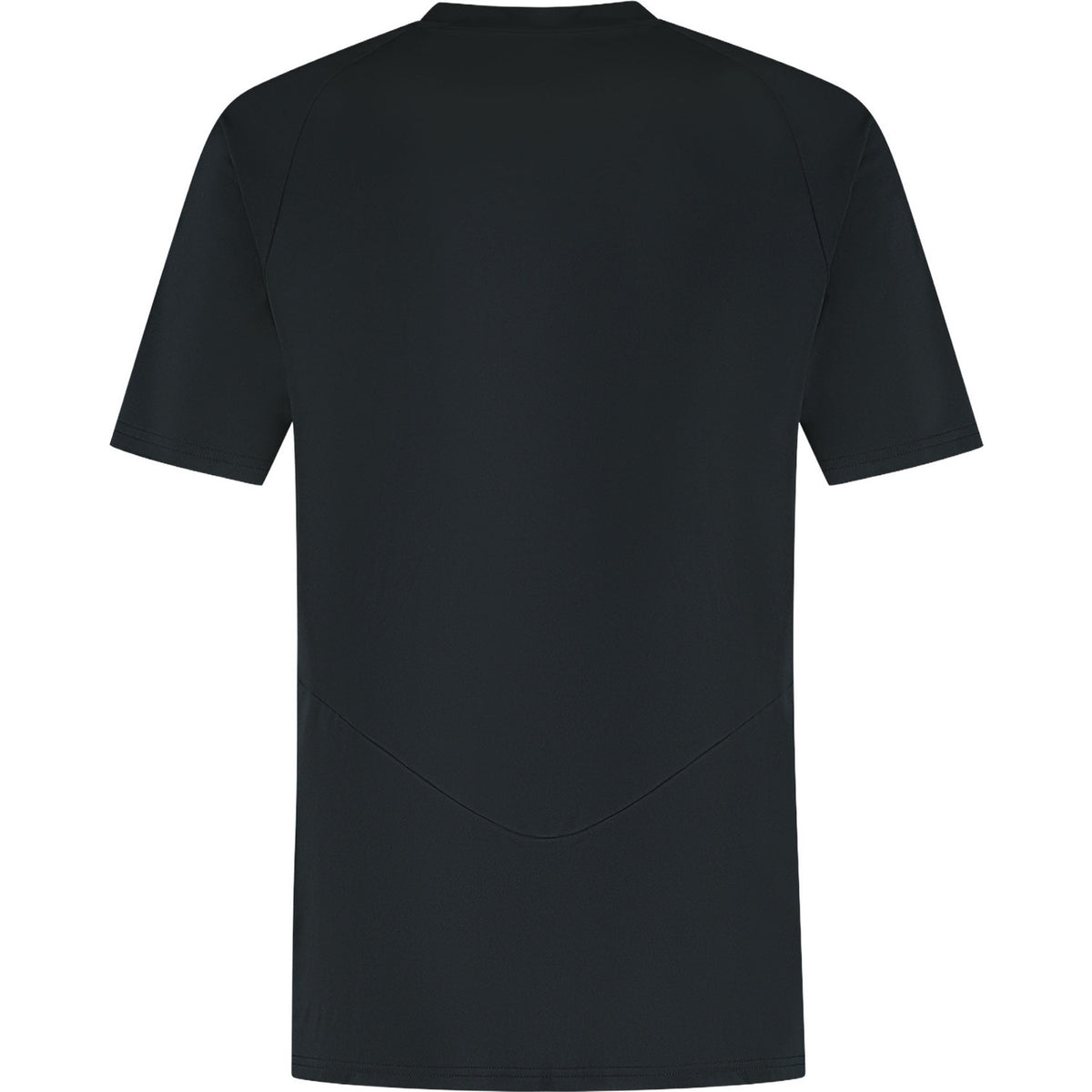 Achterzijde van het zwarte Dunlop Game Tee 5 met ronde hals