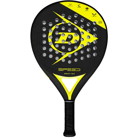 Dunlop Speed Attack 2.0 padelracket in zwart met geel, vooraanzicht