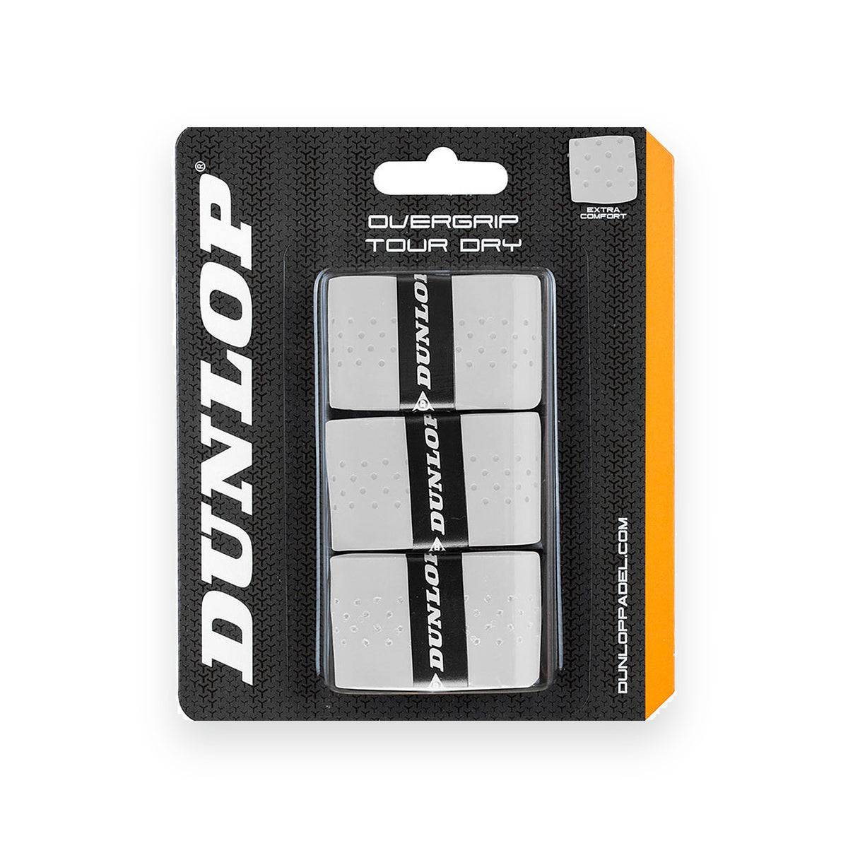 Dunlop Tour Dry Overgrip White, verpakking met drie overgrips