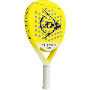 Dunlop Tristorm Lite 2025 padelracket schuin vooraanzicht, diamantvorm in geel met wit