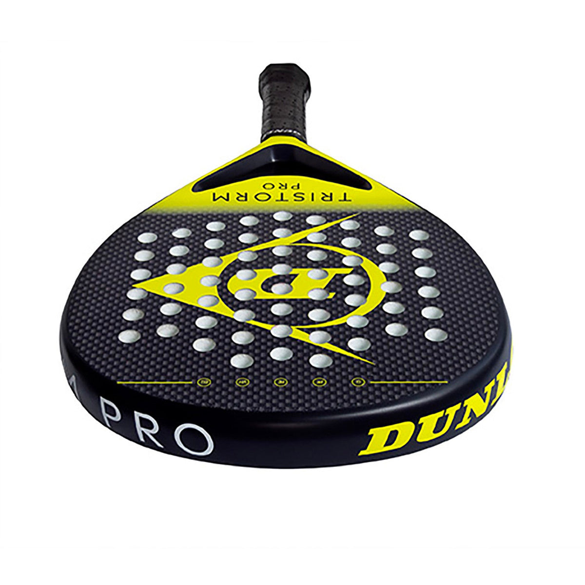 Bovenaanzicht van het Dunlop Tristorm Pro 2025 met Dunlop-opdruk op de framerand