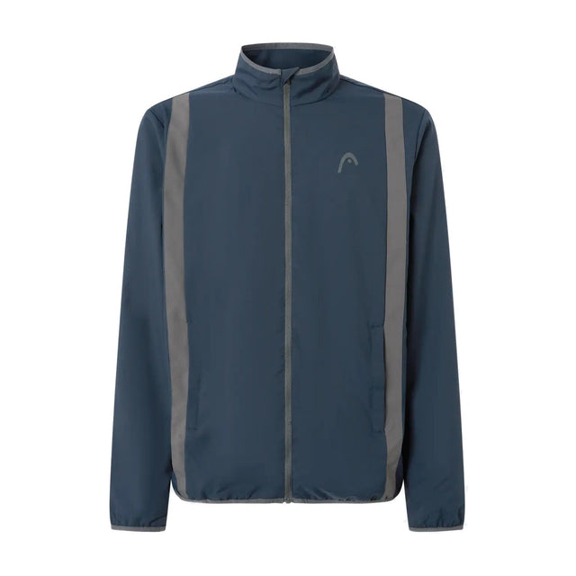 Head Club 25 Jacket heren in Navy - vooraanzicht met grijze contrastbanen en volledige rits