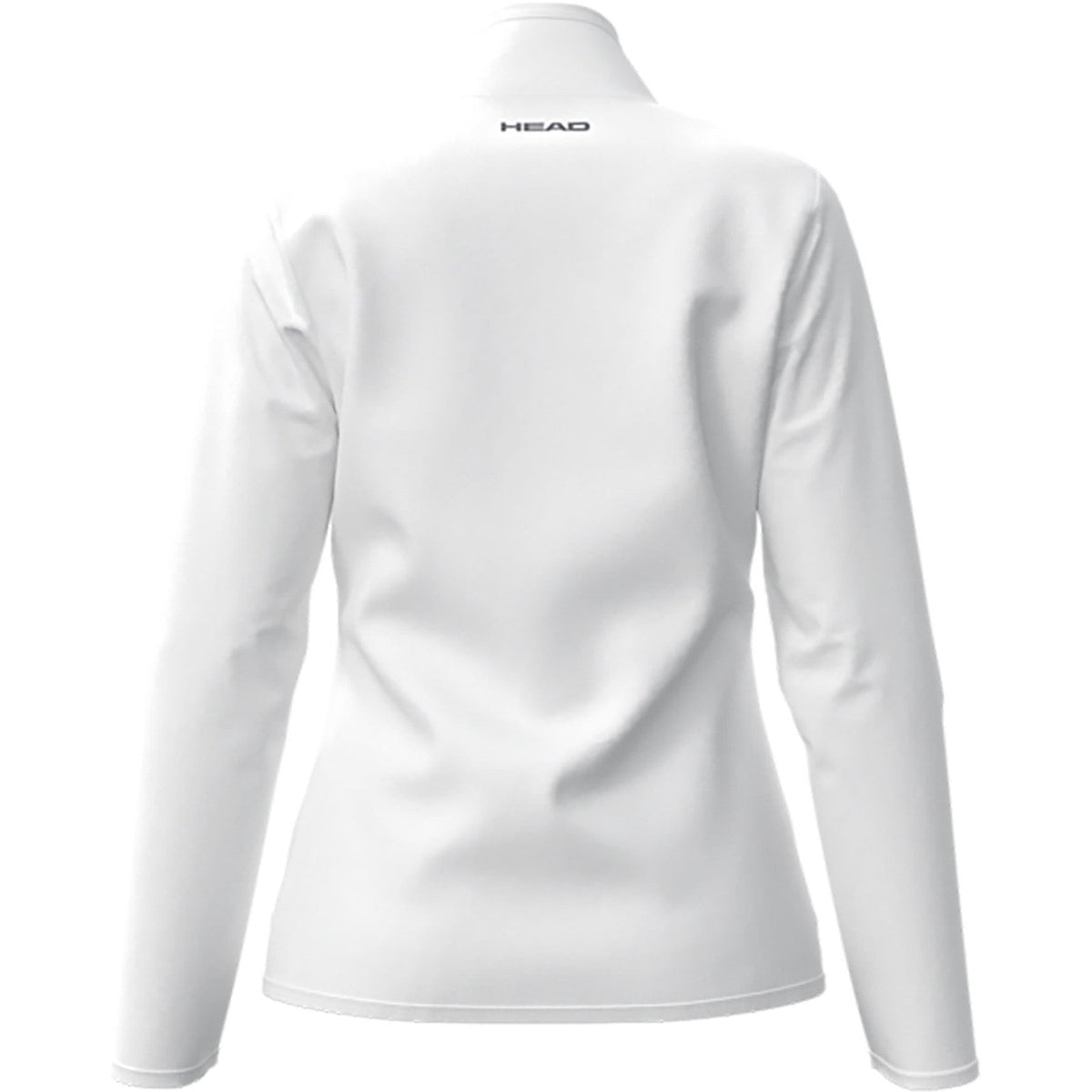 Achterzijde van het witte Head Club 25 trainingsjack met HEAD-logo op de kraag
