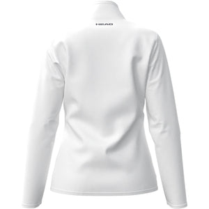 Achterzijde van het witte Head Club 25 trainingsjack met HEAD-logo op de kraag