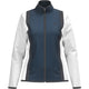 Head Club 25 jack voor dames in donkerblauw met witte mouwen, vooraanzicht met rits