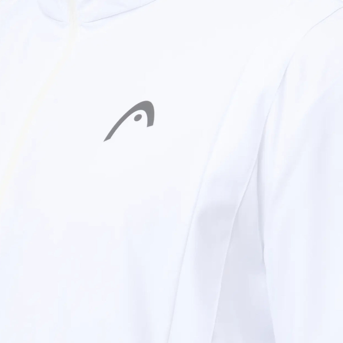 Detail van het Head Club 25 Jacket in White - HEAD-logo en rits van dichtbij