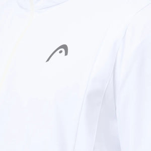 Detail van het Head Club 25 Jacket in White - HEAD-logo en rits van dichtbij