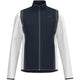 Vooraanzicht van het donkerblauwe Head Club 25 Jacket met witte mouwen en rits