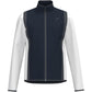 Vooraanzicht van het donkerblauwe Head Club 25 Jacket met witte mouwen en rits