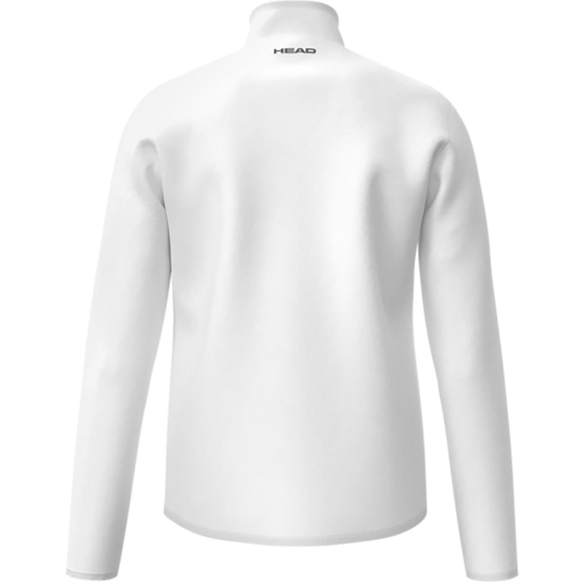 Achterzijde van het witte Head Club 25 Jacket met HEAD-logo op de opstaande kraag