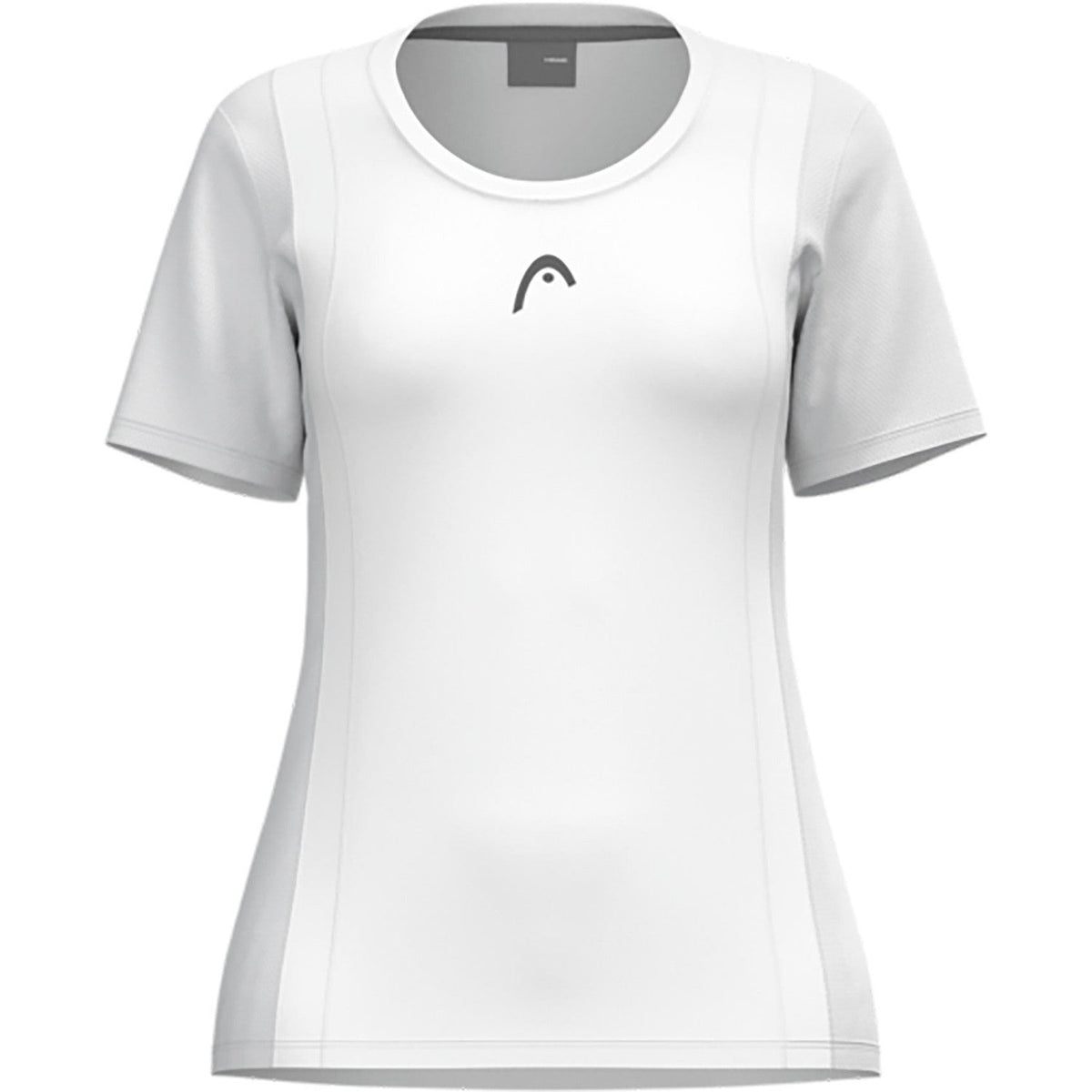 Head Club 25 Tech T-shirt voor dames in wit, vooraanzicht met HEAD-logo op de borst