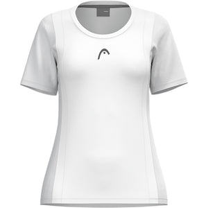 Head Club 25 Tech T-shirt voor dames in wit, vooraanzicht met HEAD-logo op de borst