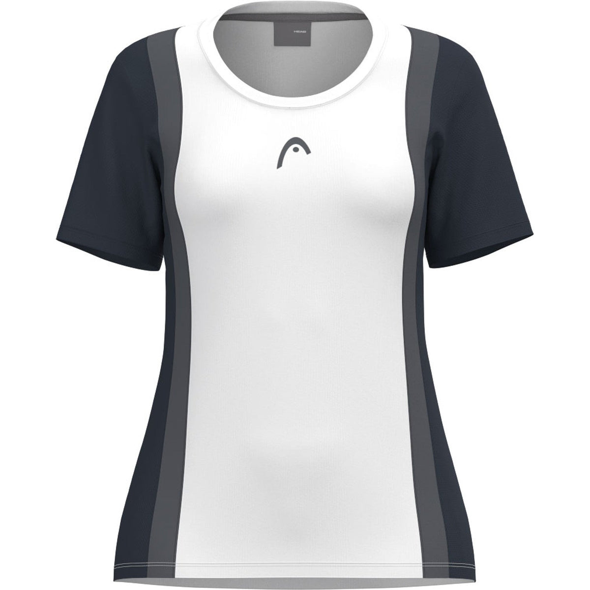Head Club 25 Tech T-shirt voor dames in wit met donkerblauwe mouwen en zijpanelen